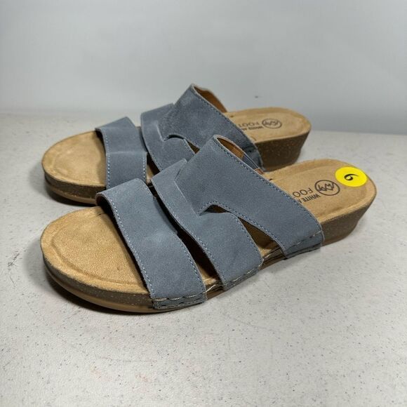 White Mountain Footbeds Blue Favour Slide Sandals Size 9 - Picture 2 of 8
